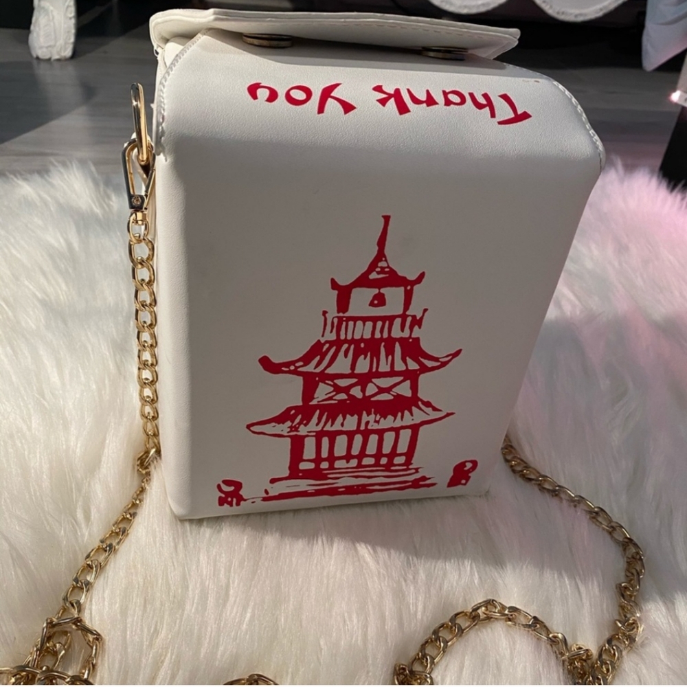 Chinese takeout Box purse,crossbody, white
